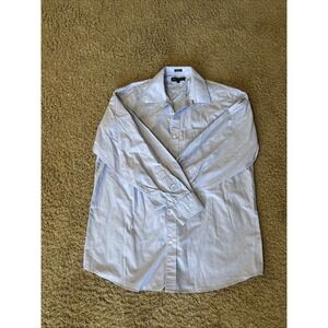 Tommy Hilfiger Mens Button Down Dress Shirt 17 34/35 Blue Regular Fit Cotton